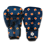 Orange Fox Pattern Print Boxing Gloves