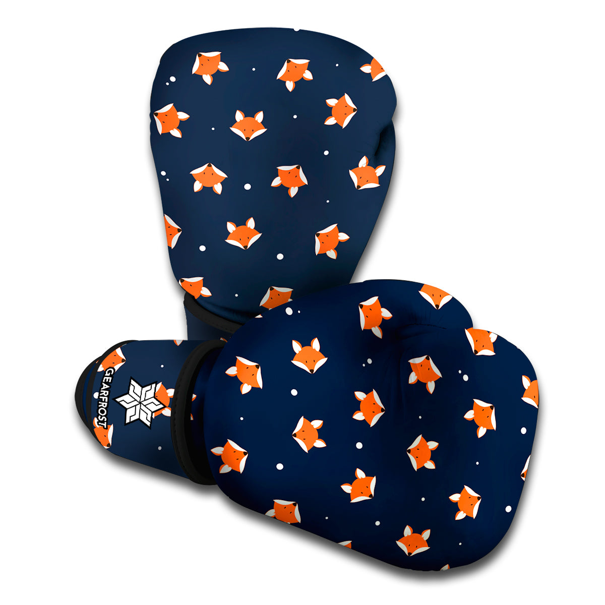 Orange Fox Pattern Print Boxing Gloves