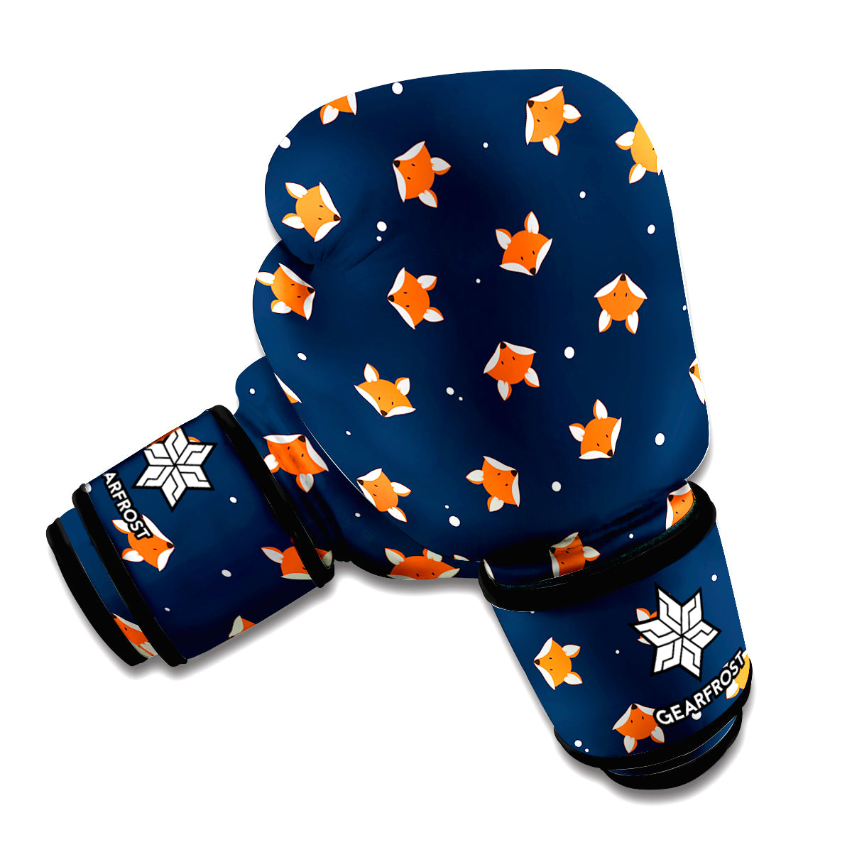 Orange Fox Pattern Print Boxing Gloves