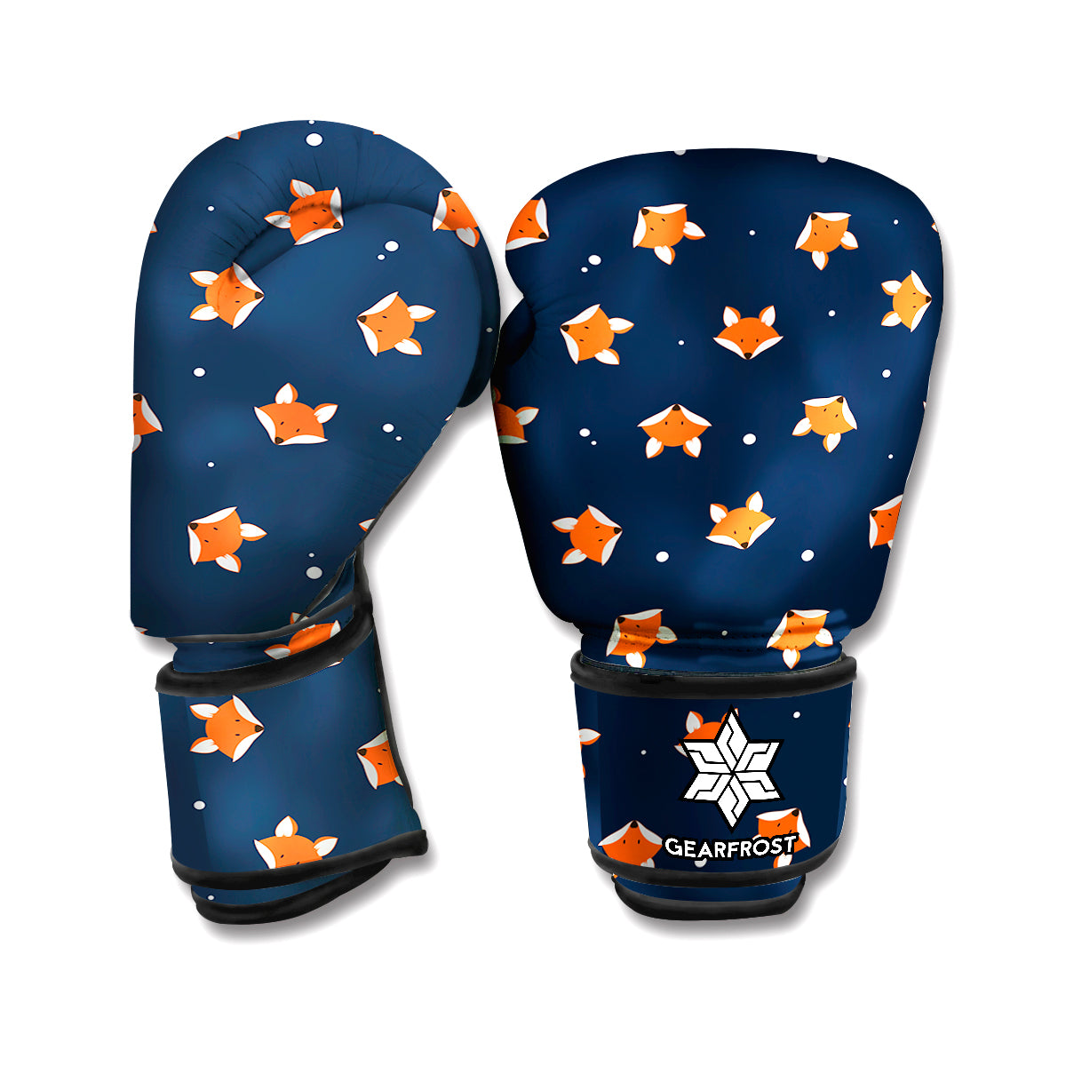 Orange Fox Pattern Print Boxing Gloves
