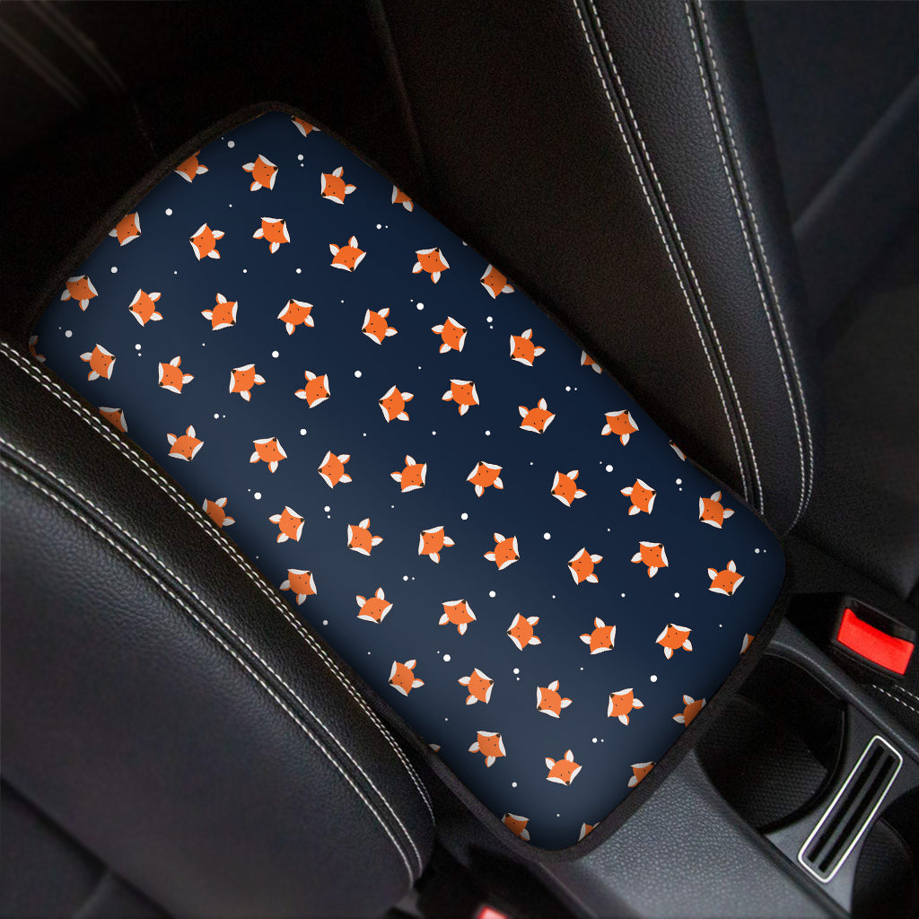 Orange Fox Pattern Print Car Center Console Cover