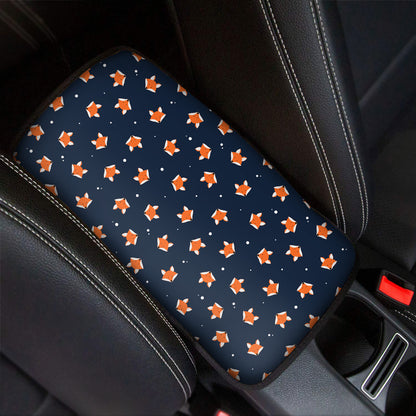 Orange Fox Pattern Print Car Center Console Cover