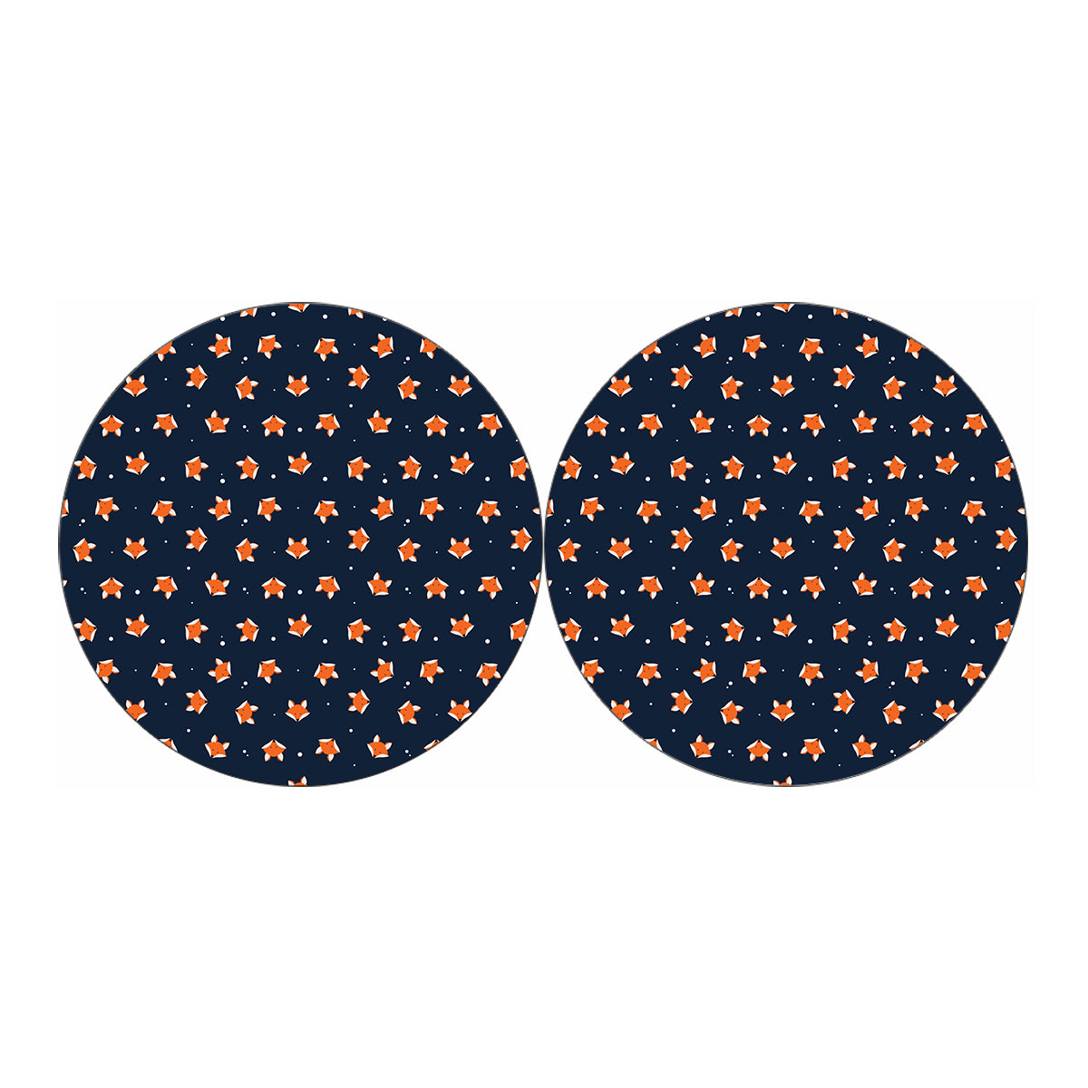Orange Fox Pattern Print Car Coasters