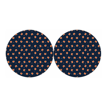 Orange Fox Pattern Print Car Coasters