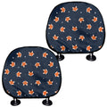 Orange Fox Pattern Print Car Headrest Covers