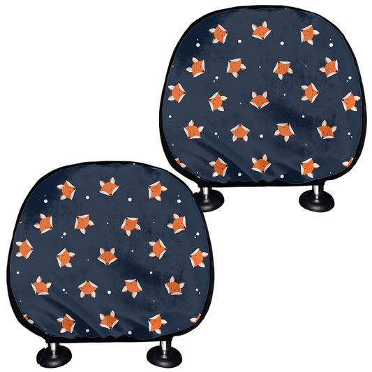 Orange Fox Pattern Print Car Headrest Covers