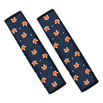 Orange Fox Pattern Print Car Seat Belt Covers