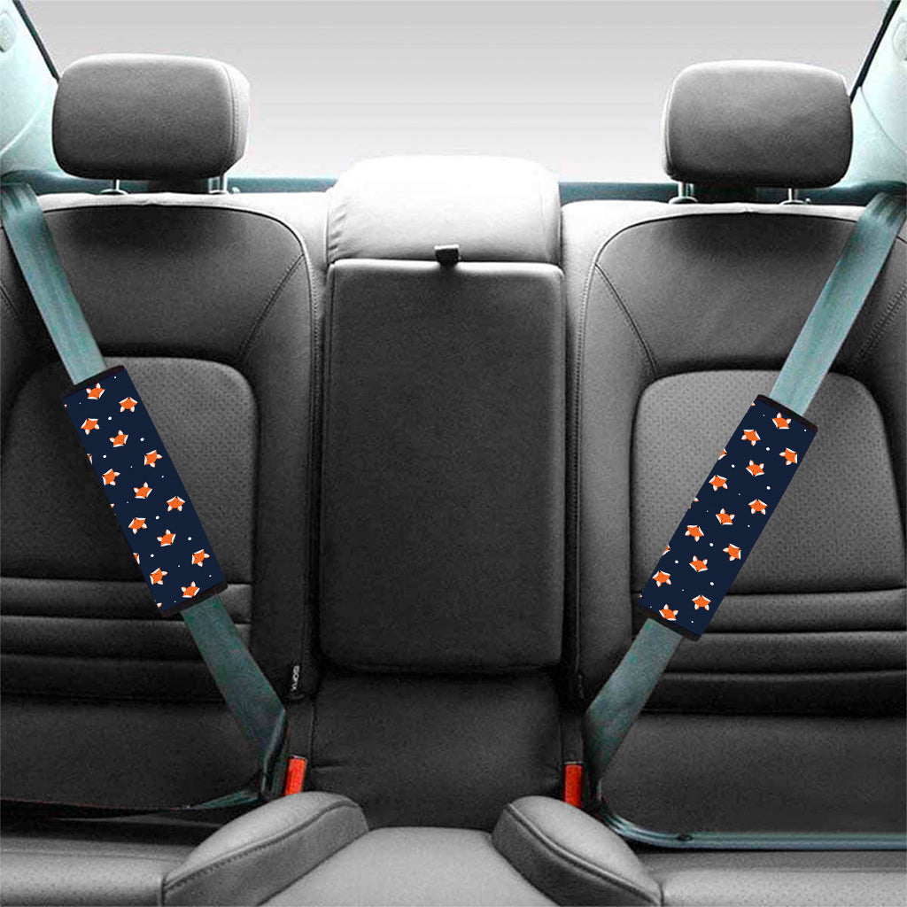 Orange Fox Pattern Print Car Seat Belt Covers