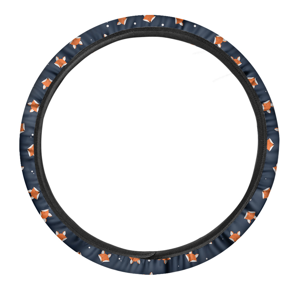 Orange Fox Pattern Print Car Steering Wheel Cover