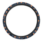 Orange Fox Pattern Print Car Steering Wheel Cover