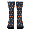 Orange Fox Pattern Print Crew Socks