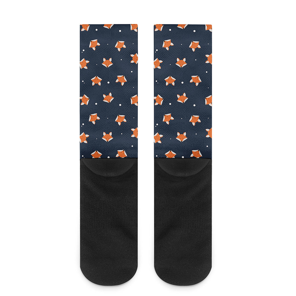 Orange Fox Pattern Print Crew Socks