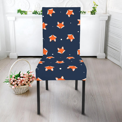 Orange Fox Pattern Print Dining Chair Slipcover