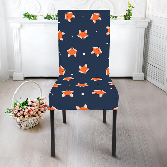 Orange Fox Pattern Print Dining Chair Slipcover