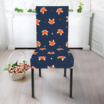 Orange Fox Pattern Print Dining Chair Slipcover
