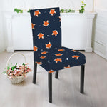 Orange Fox Pattern Print Dining Chair Slipcover