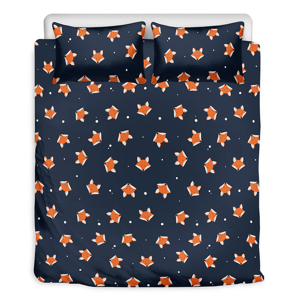 Orange Fox Pattern Print Duvet Cover Bedding Set