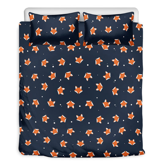 Orange Fox Pattern Print Duvet Cover Bedding Set