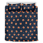 Orange Fox Pattern Print Duvet Cover Bedding Set