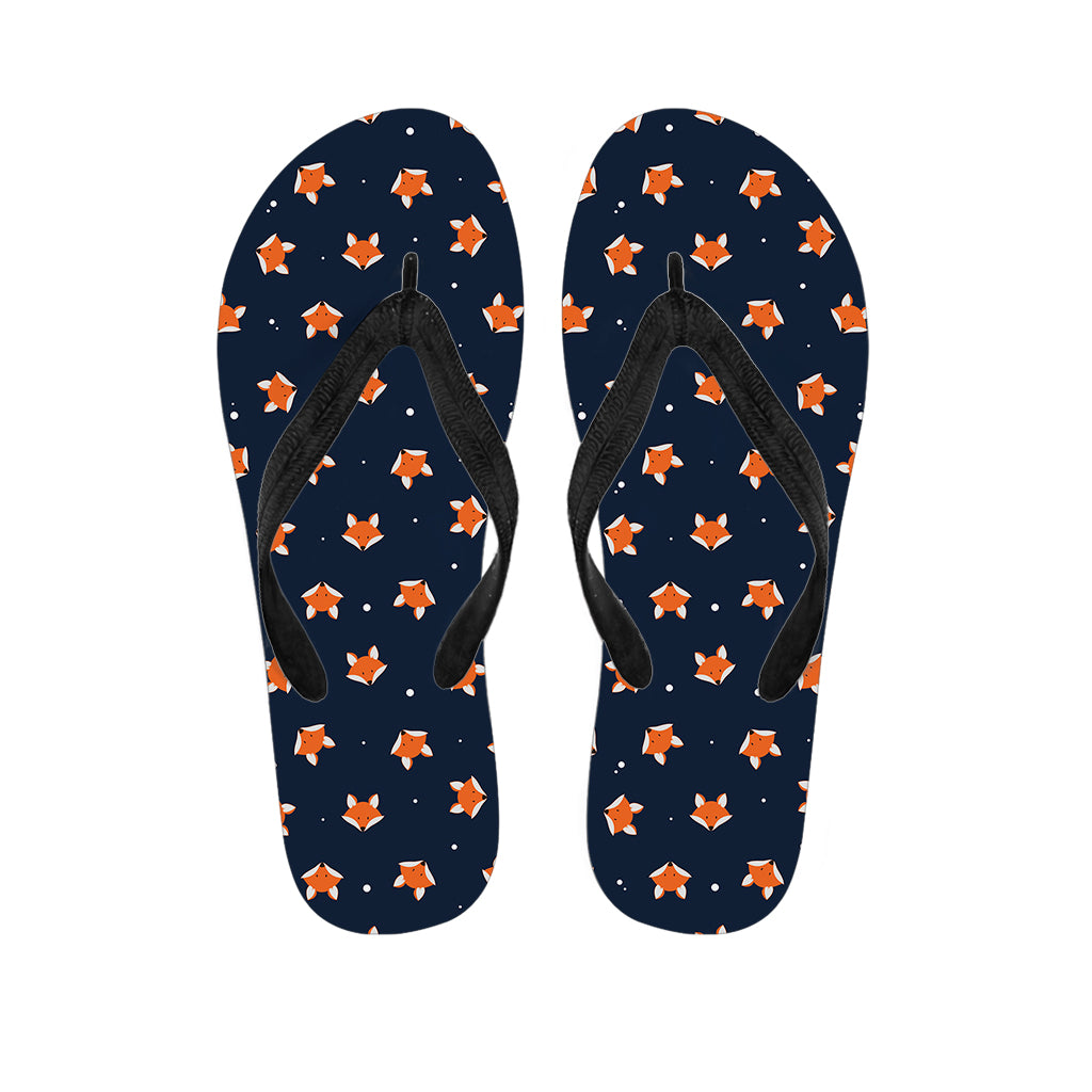 Orange Fox Pattern Print Flip Flops