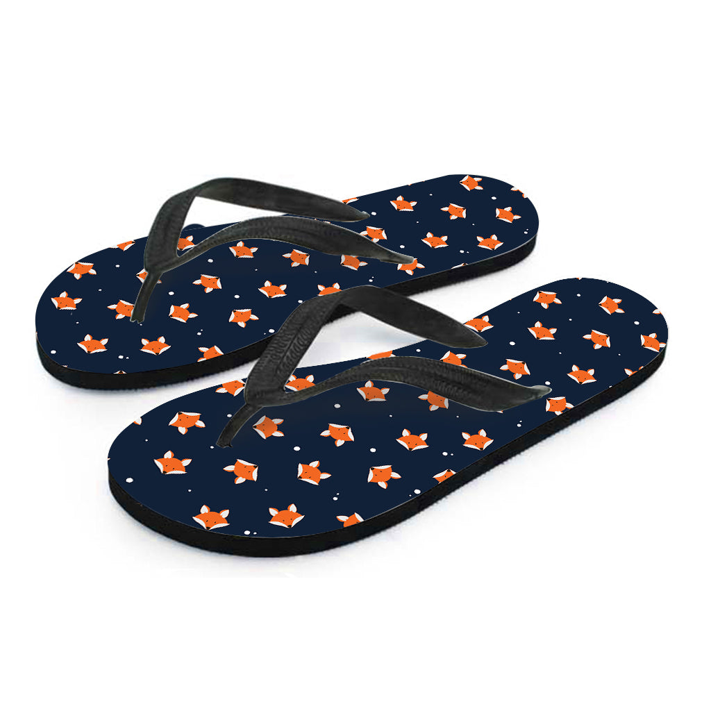 Orange Fox Pattern Print Flip Flops