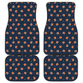Orange Fox Pattern Print Front and Back Car Floor Mats