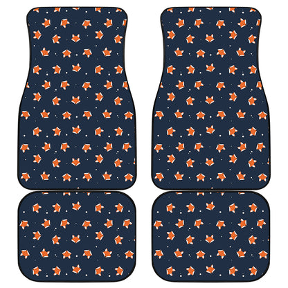 Orange Fox Pattern Print Front and Back Car Floor Mats