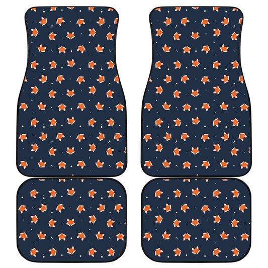 Orange Fox Pattern Print Front and Back Car Floor Mats