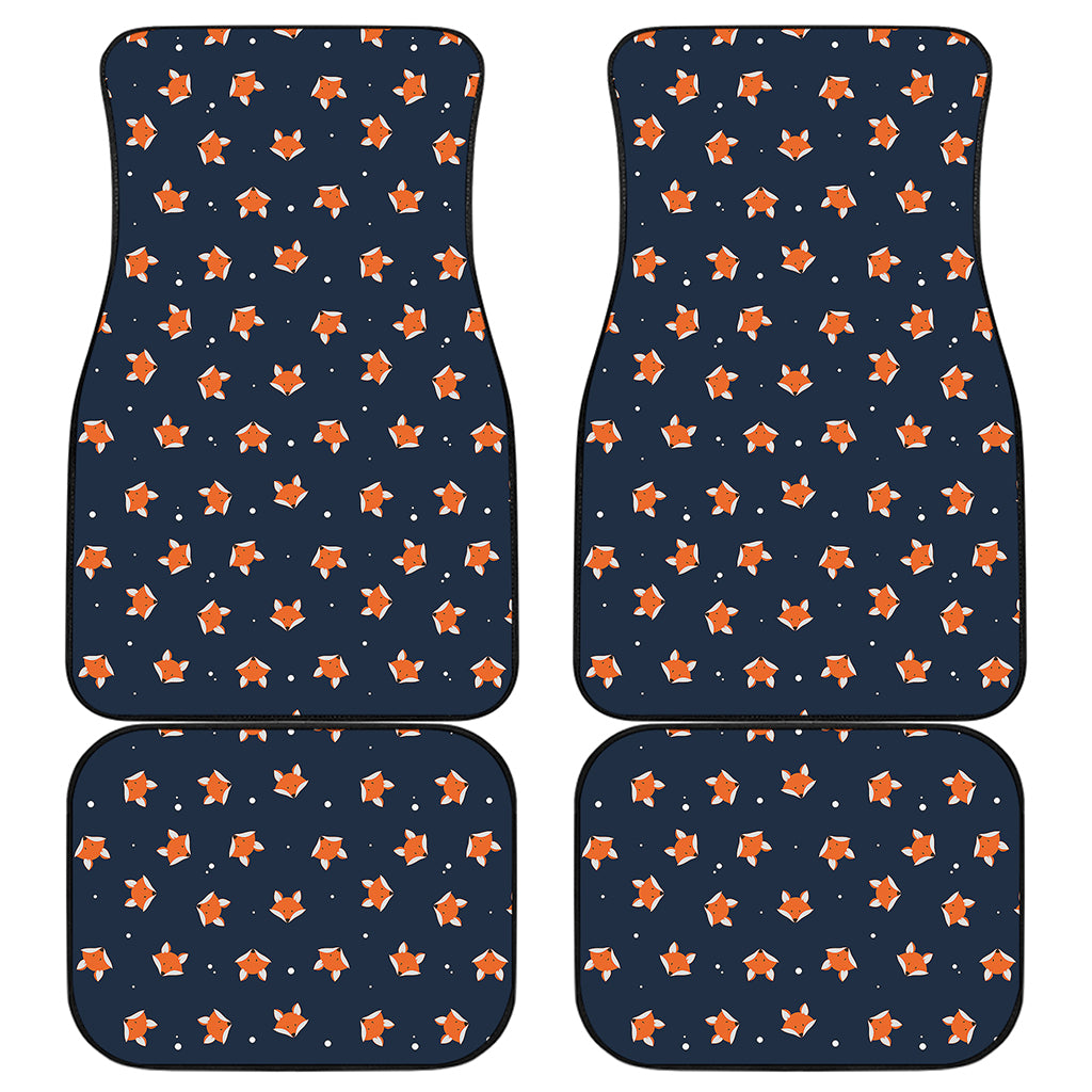 Orange Fox Pattern Print Front and Back Car Floor Mats