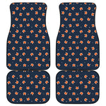 Orange Fox Pattern Print Front and Back Car Floor Mats