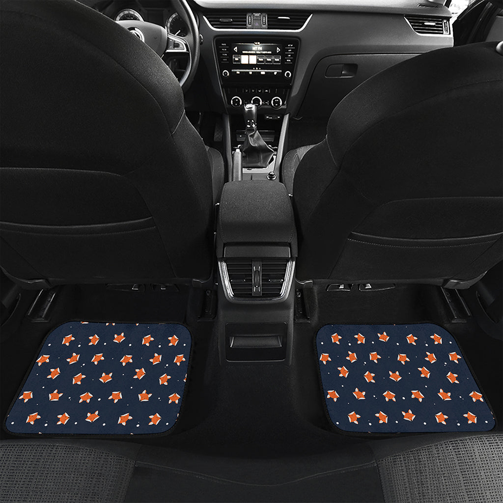 Orange Fox Pattern Print Front and Back Car Floor Mats