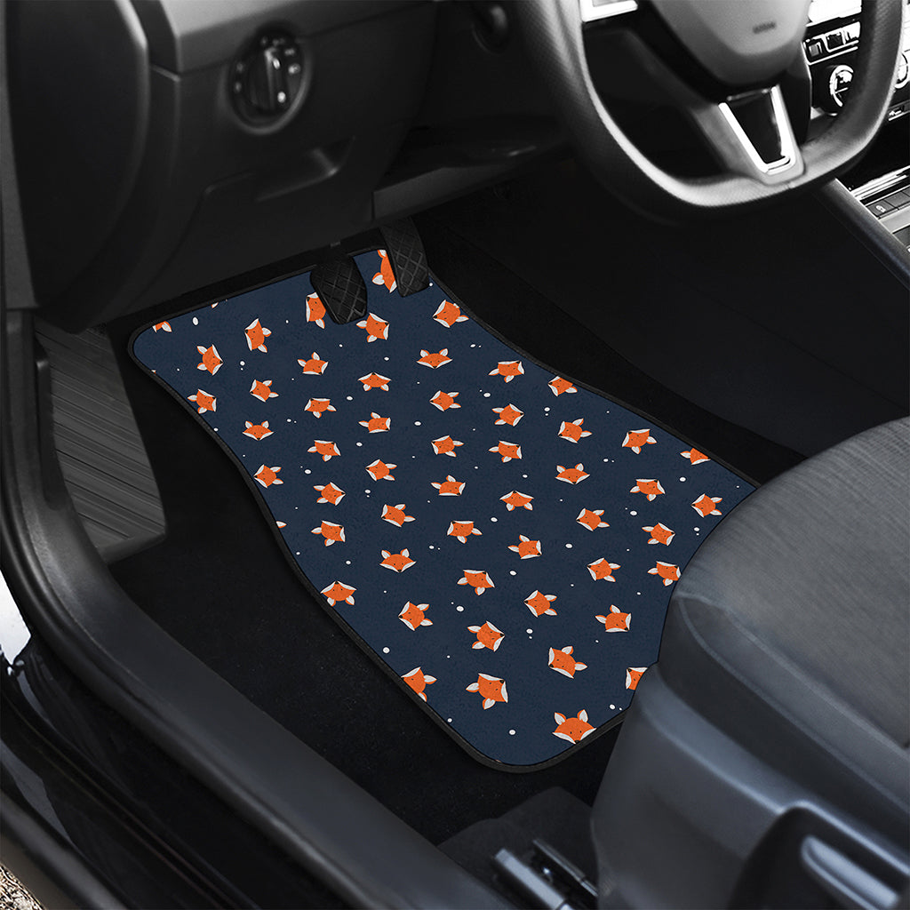 Orange Fox Pattern Print Front and Back Car Floor Mats