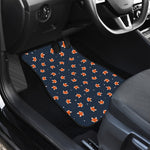 Orange Fox Pattern Print Front and Back Car Floor Mats