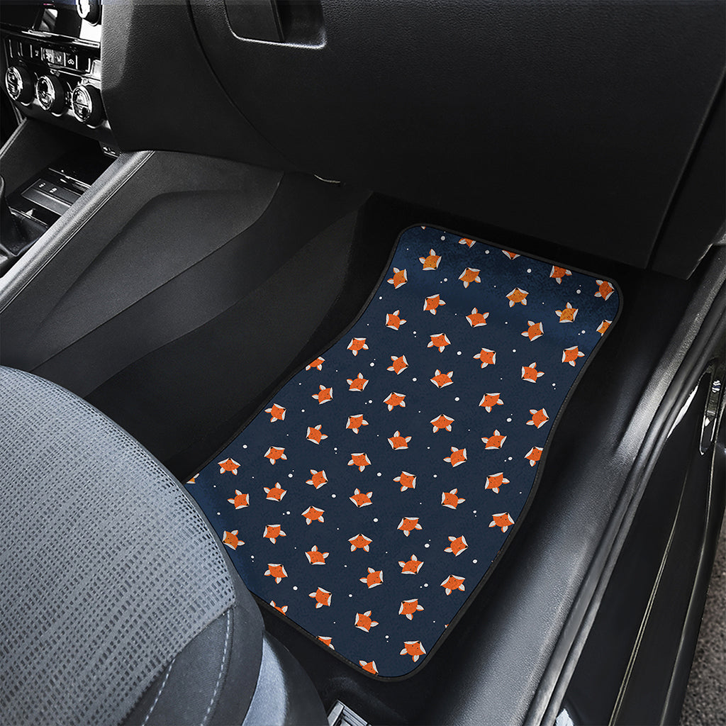 Orange Fox Pattern Print Front and Back Car Floor Mats
