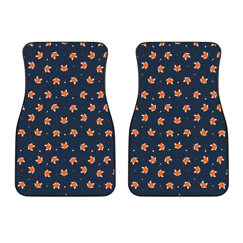 Orange Fox Pattern Print Front Car Floor Mats