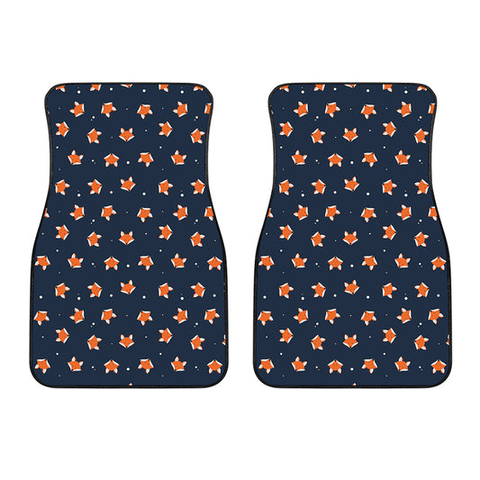 Orange Fox Pattern Print Front Car Floor Mats