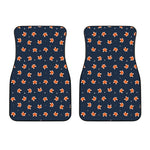 Orange Fox Pattern Print Front Car Floor Mats