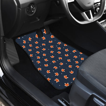 Orange Fox Pattern Print Front Car Floor Mats