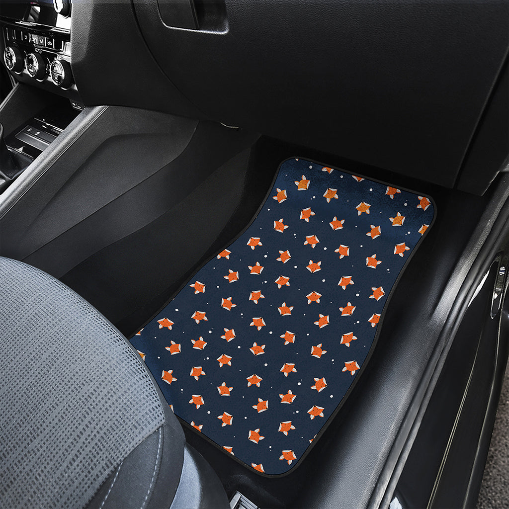 Orange Fox Pattern Print Front Car Floor Mats