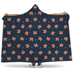 Orange Fox Pattern Print Hooded Blanket
