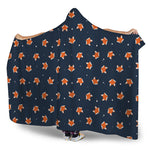 Orange Fox Pattern Print Hooded Blanket