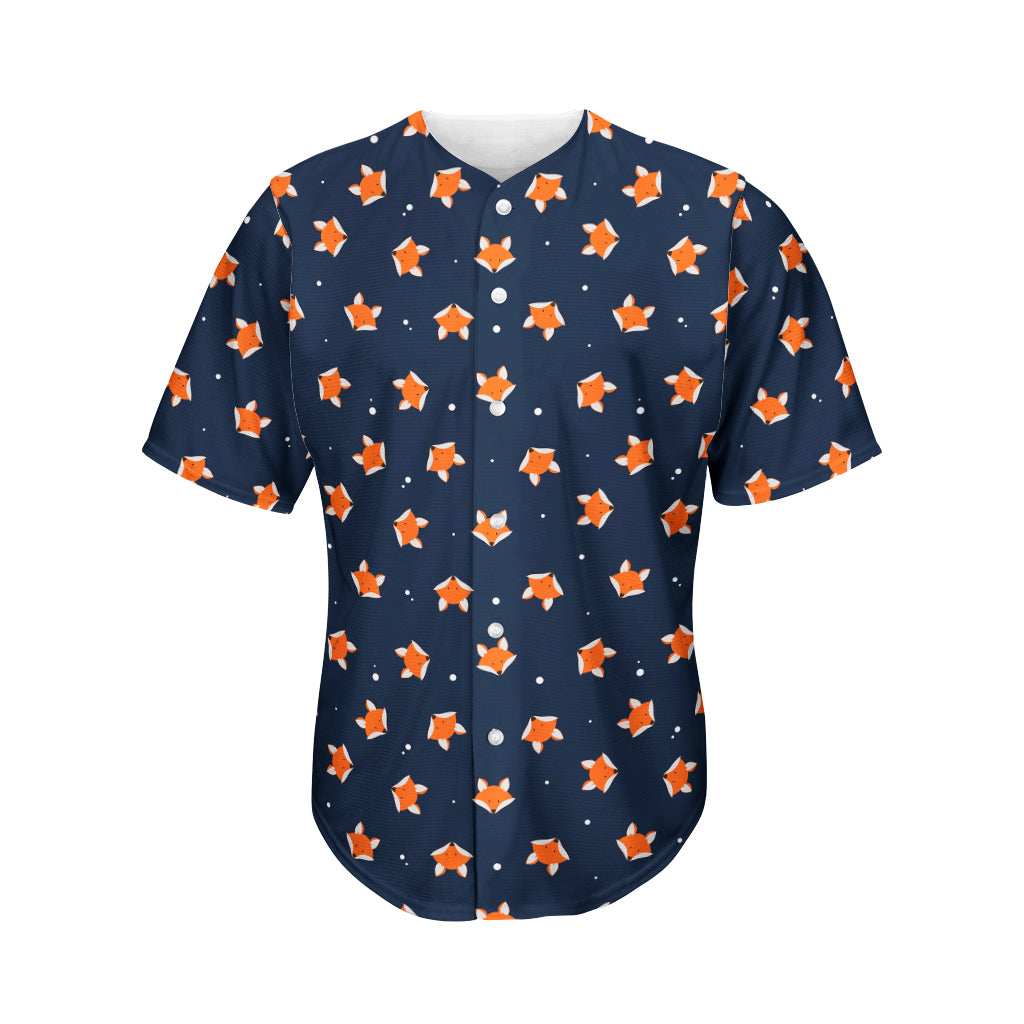 Orange Fox Pattern Print Men's Baseball Jersey