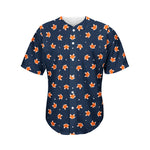 Orange Fox Pattern Print Men's Baseball Jersey