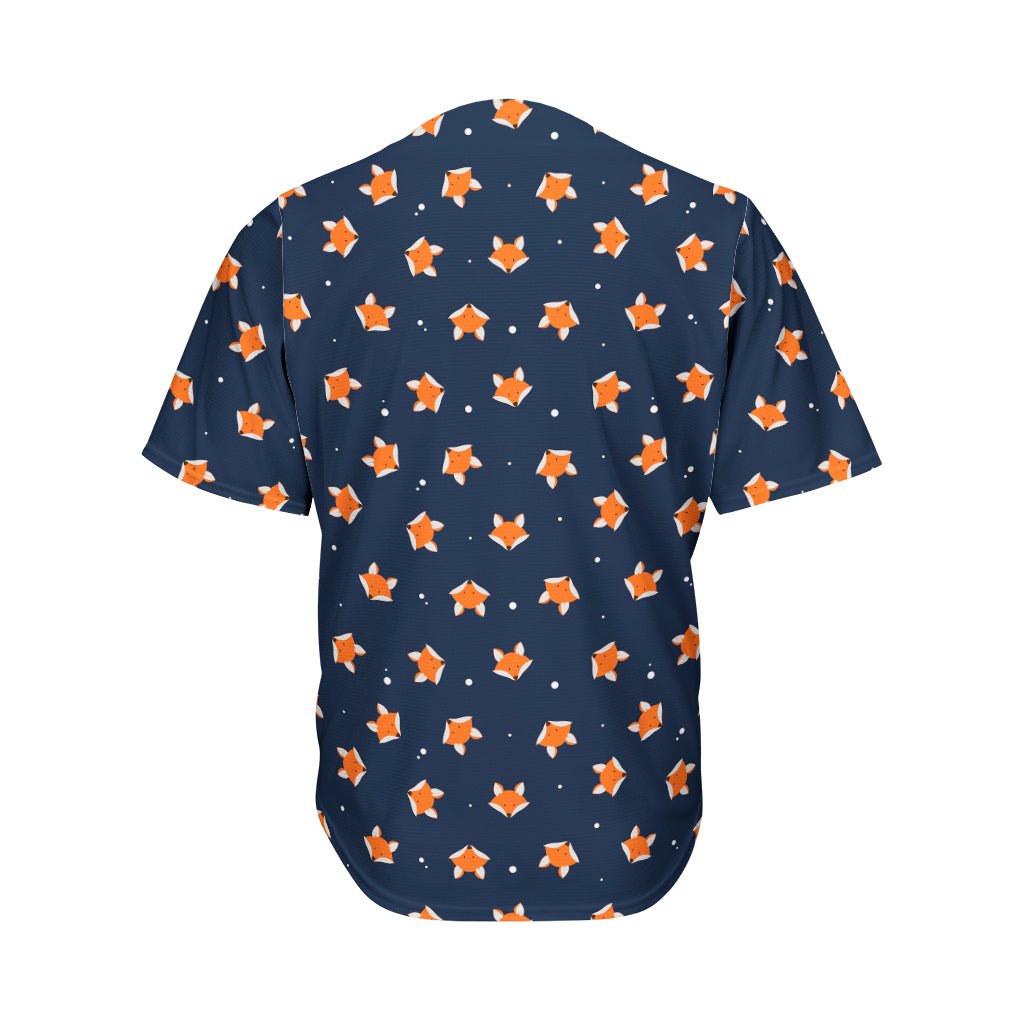 Orange Fox Pattern Print Men's Baseball Jersey
