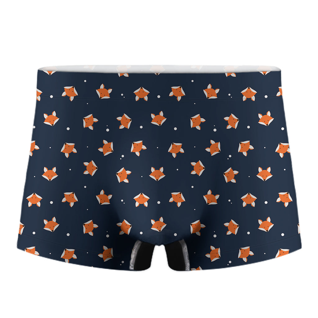 Orange Fox Pattern Print Men's Boxer Briefs