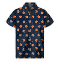 Orange Fox Pattern Print Men's Short Sleeve Shirt