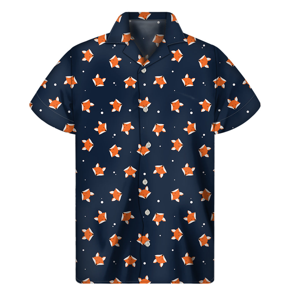 Orange Fox Pattern Print Men's Short Sleeve Shirt