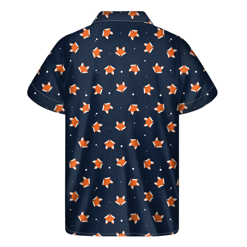 Orange Fox Pattern Print Men's Short Sleeve Shirt