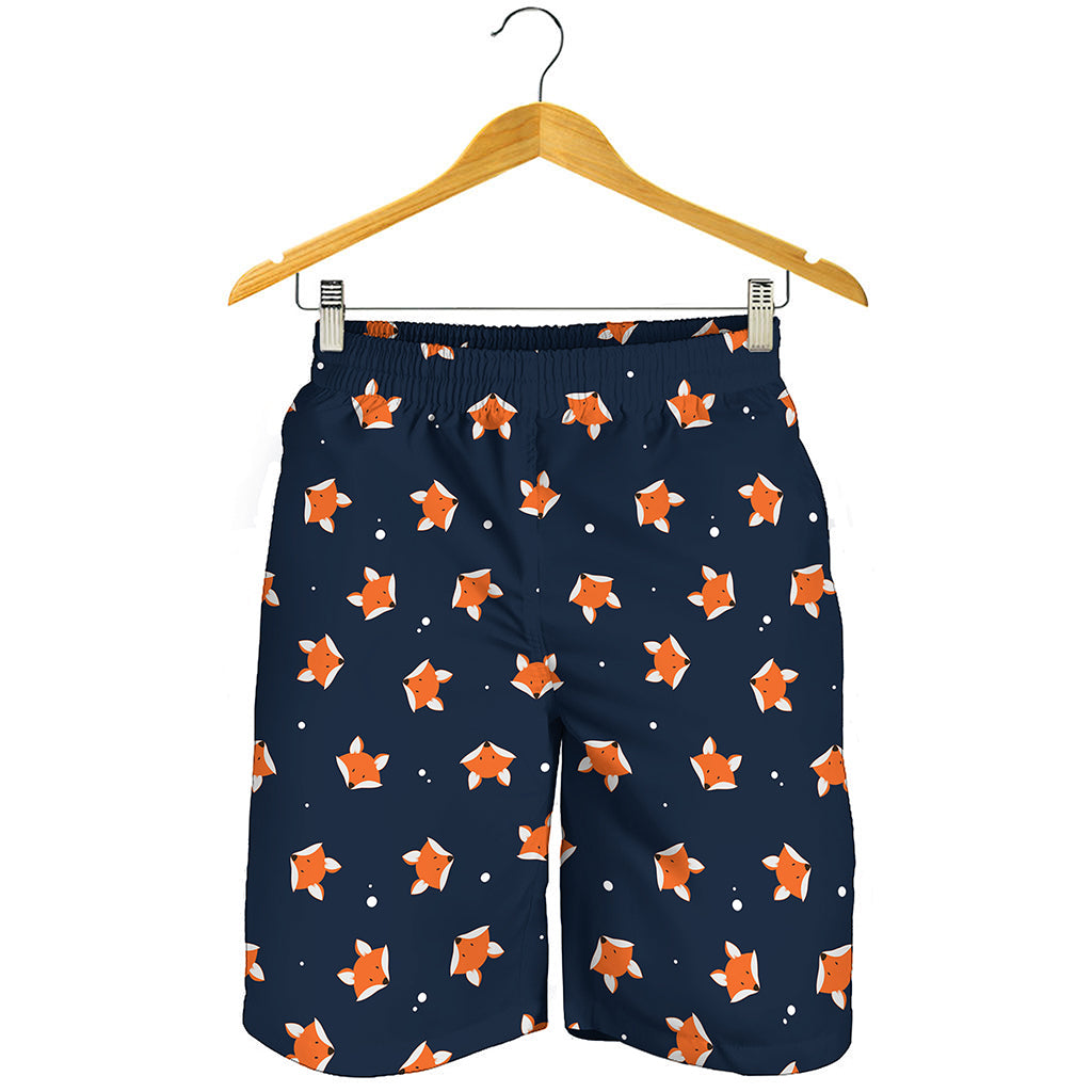 Orange Fox Pattern Print Men's Shorts