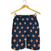 Orange Fox Pattern Print Men's Shorts